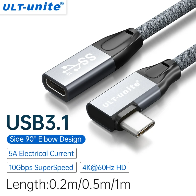 

ULT-unite USB 100W Fast Charging Cable Extender Cord 10Gbps Type-C USB 3.1 Male to Female Extension Data Cable For Laptop Switch