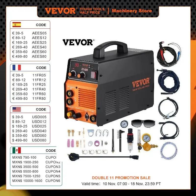 VEVOR 3 in 1 Plasma Cutter Welder Machine Non-Touch TIG/MMA Plasma Welding Cutter Machine Pilot Arc Cutter TIG Stick Welder