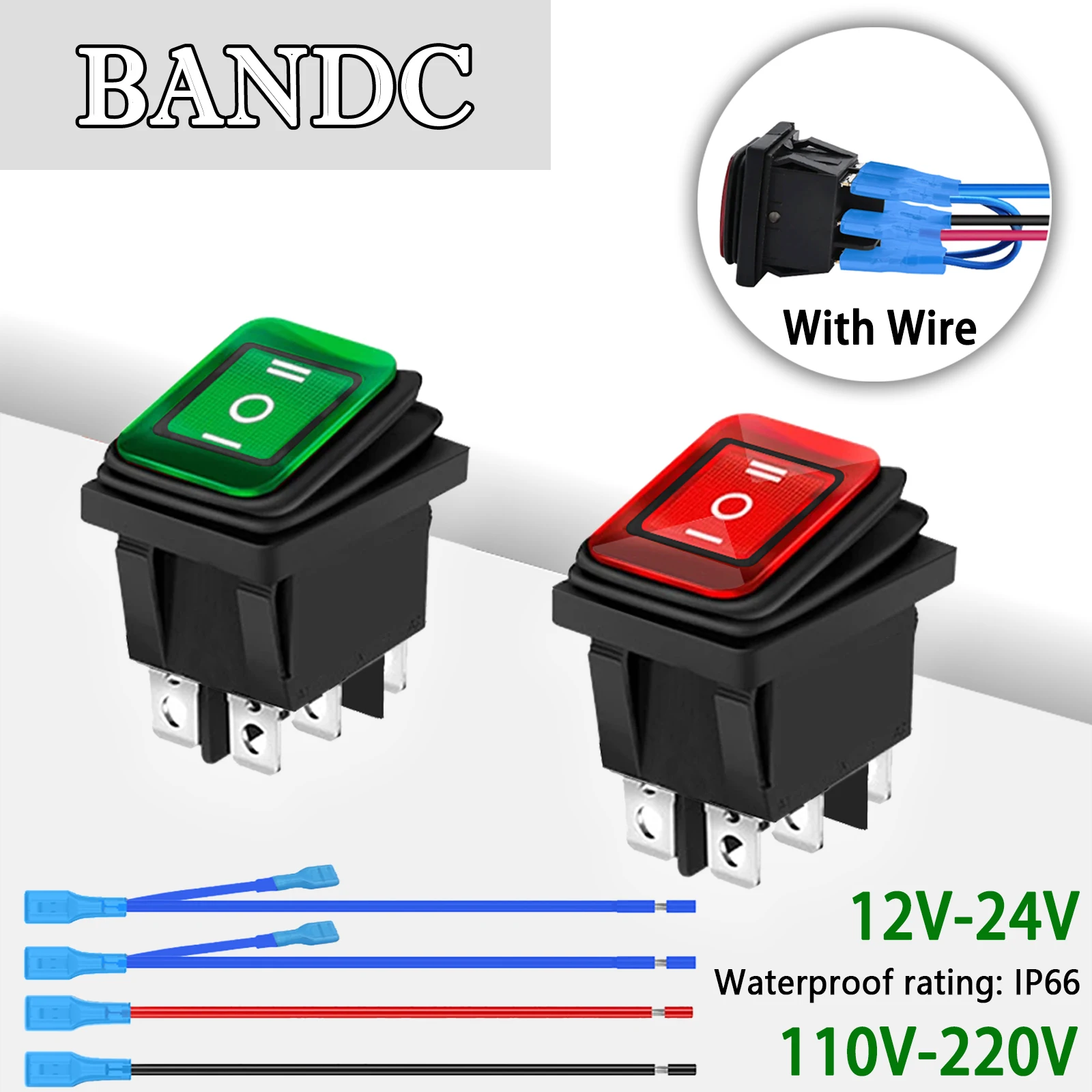 12V 24V / 110V 220V 6 Pin 3 Position Momentary/Latching Polarity Reverse Switch Motor Control Led Rocker Toggle Switch with Wire