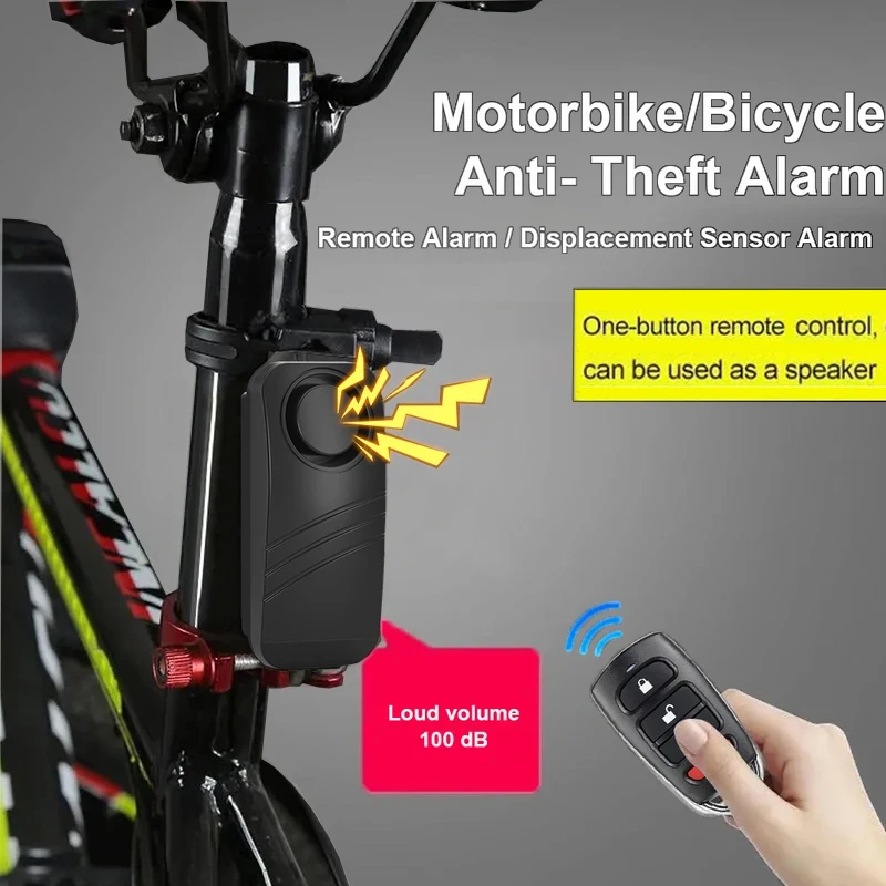 anti roubo bicicleta alarm100db ip55 impermeavel vibracao motocicleta anti perdido detector controle remoto bicicleta seguranca sensor sistema 01