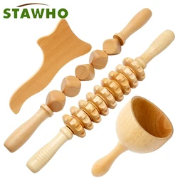 Wood Therapy Massage Tool Lymphatic Drainage Massager Anti Cellulite Fascia Massage Roller for Full Body Muscle relaxation