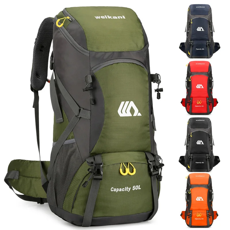 

Camping Backpack 50L Hiking Daypack Outdoor Sports Mountaineering Trekking Shoulder Bag Men Trip Large Travel Nylon Rucksack