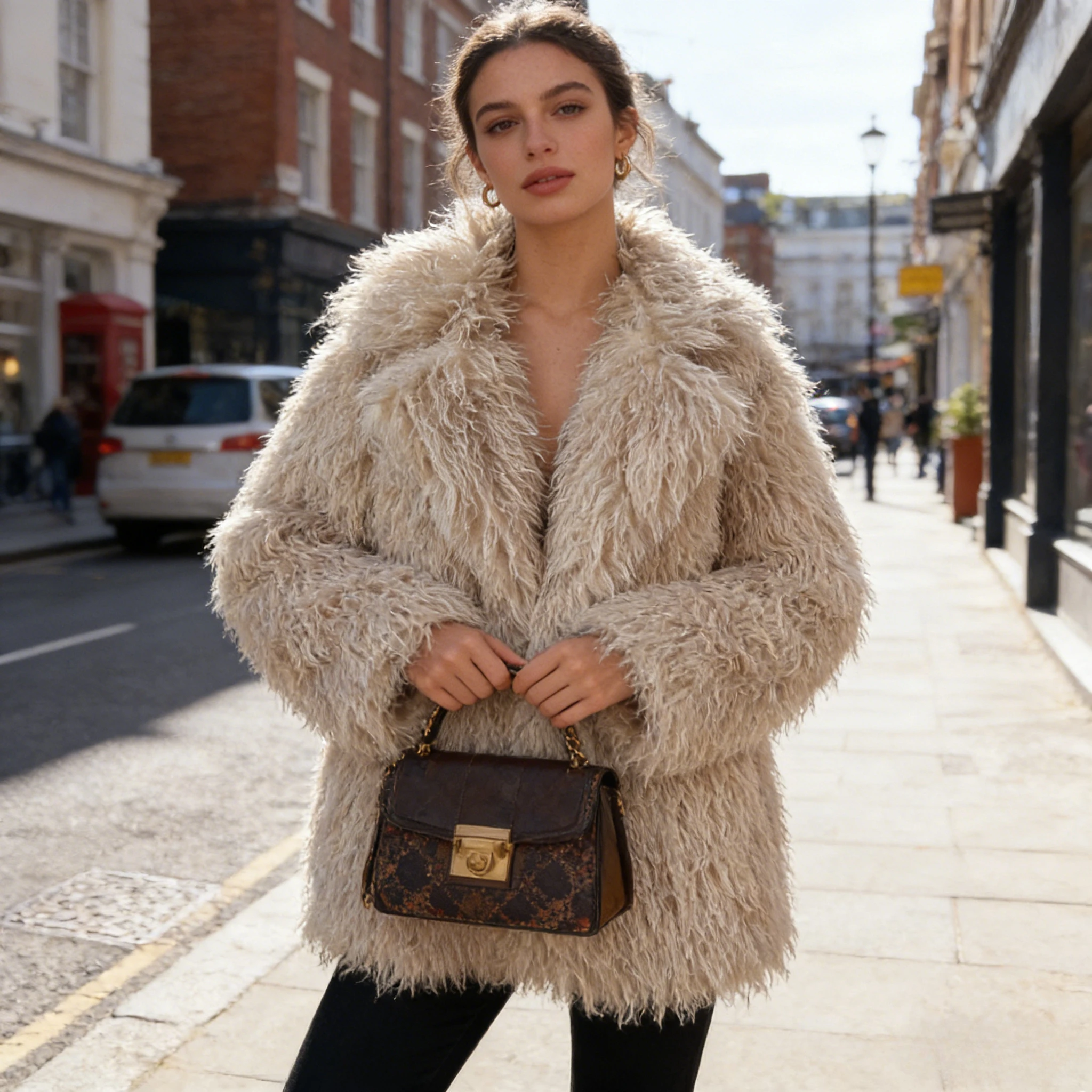 

Пальто из искусственного меха, женские однотонные меховые куртки средней длины с воротником с лацканами и длинными рукавами, толстые теплые меховые куртки, свободная посадка, повседневная осень-зима 2024 г.