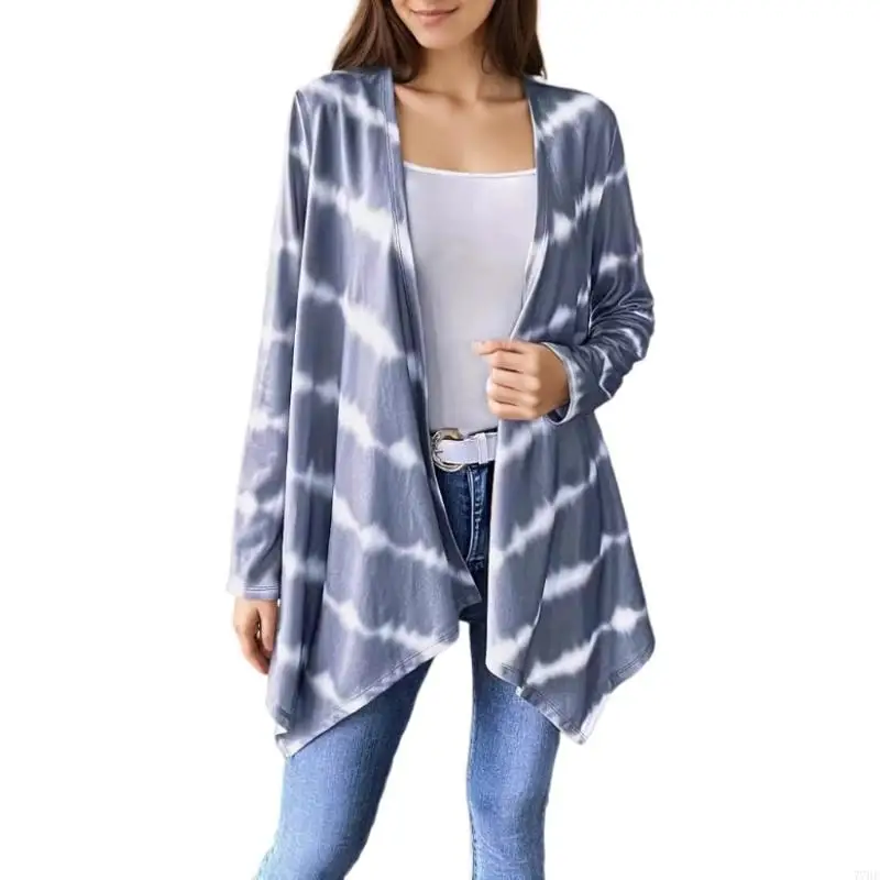 

77HE женский кардиган с длинными рукавами и открытой передней частью, легкая куртка, повседневное свободное вязаное пальто,