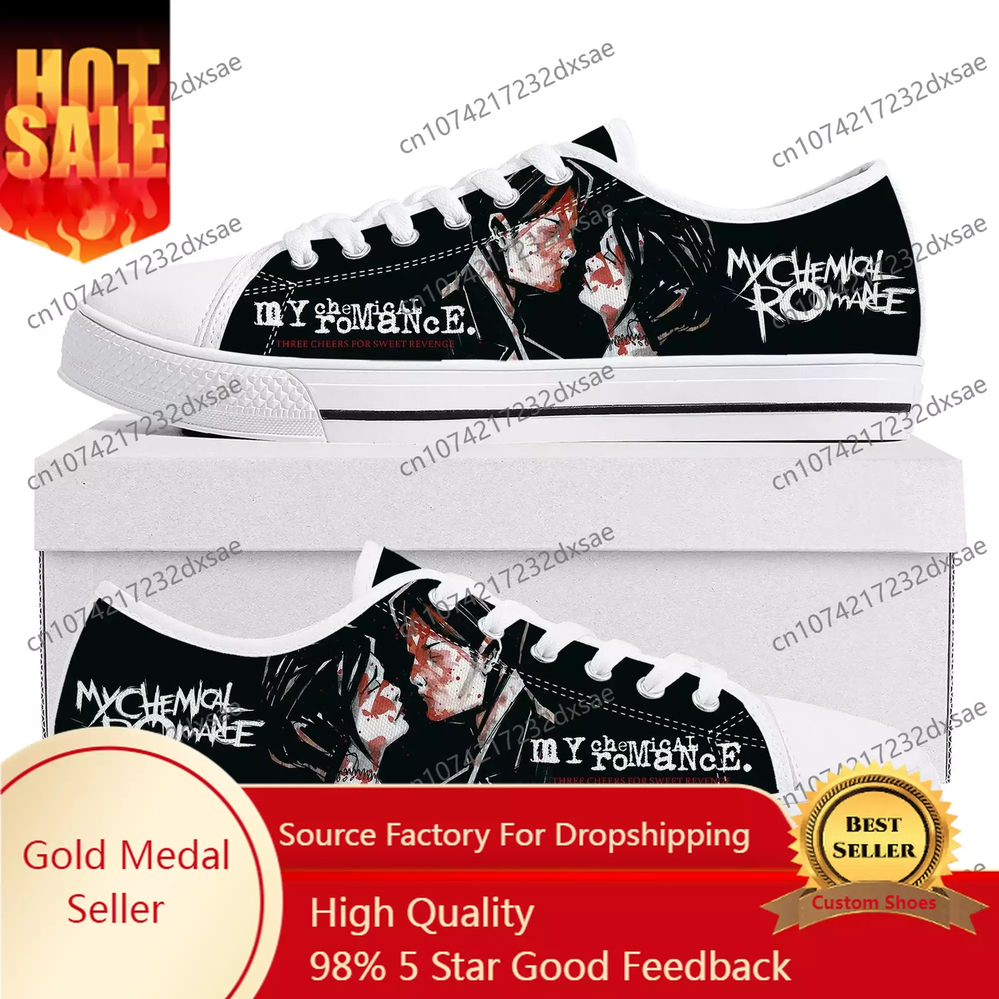 My Chemical Romance Rock Band Low Top High Quality Sneakers Mens Women Teenager Canvas Sneaker Casual Couple Shoes Custom Shoes