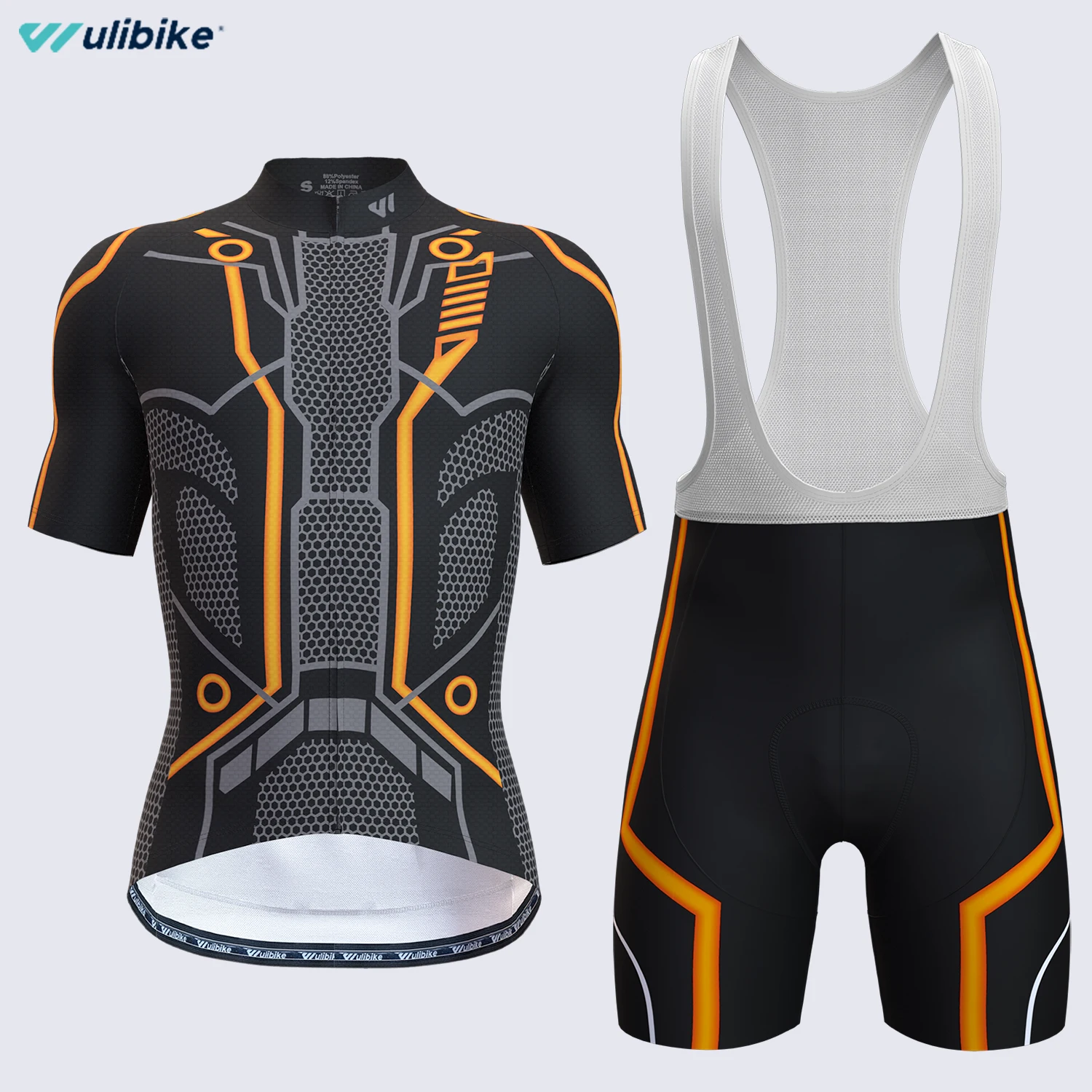 

Wulibike men's cycling suit short-sleeved bib suit high-elastic breathable sponge pad cycling suit short-sleeved bib suit