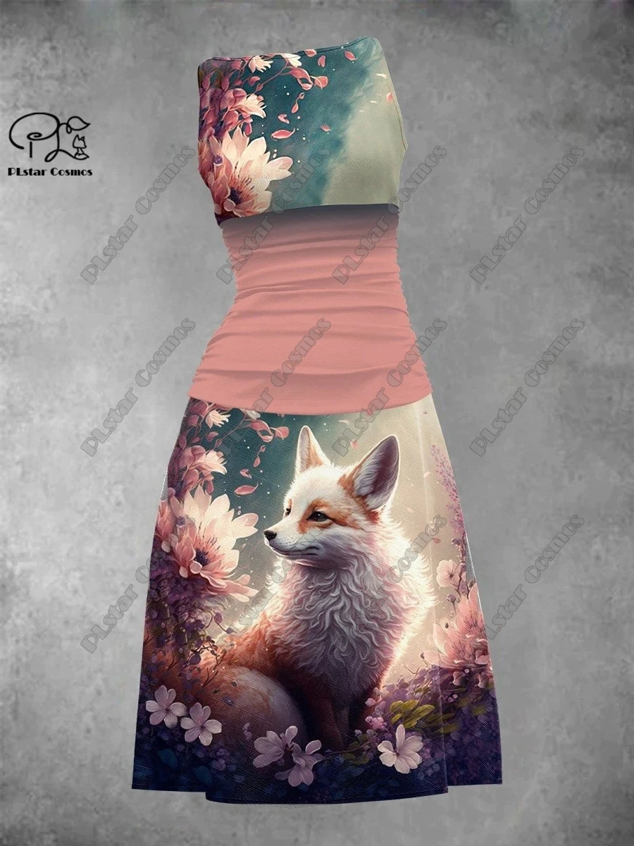 

PLstar Cosmos 3D Printed Animal Series Cute Fox Pattern Art Print New Tank Top Dress is a gift for yourself