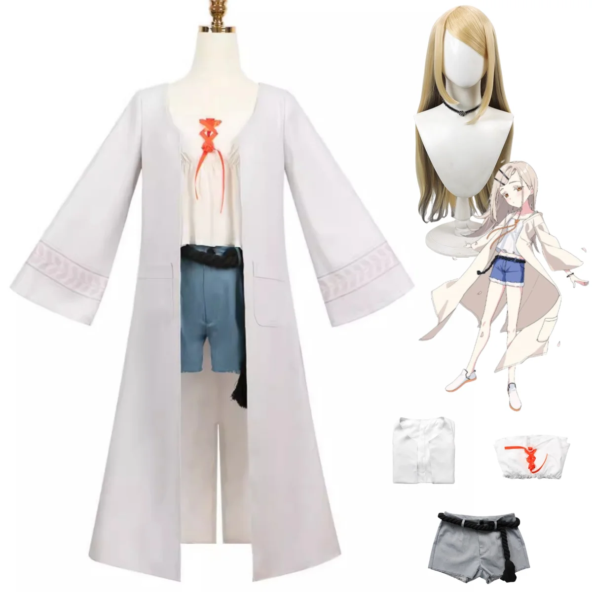 

Костюм для косплея из аниме «Игра Гакуэн идольм @ тестер Хиро шиносава», повседневный белый пиджак и шорты, униформа для взрослых женщин, сексуальный костюм на Хэллоуин