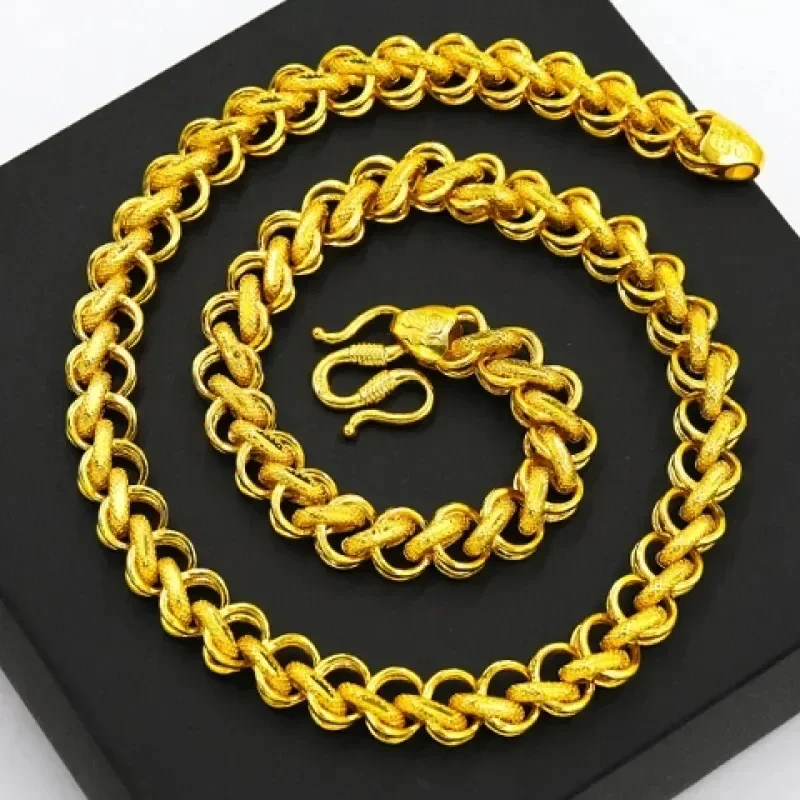 NovaGlod Gold Shop Presents 9999 24K Real Gold Necklaces, Men's and Women's Models, Fortune - filled Boss Chains