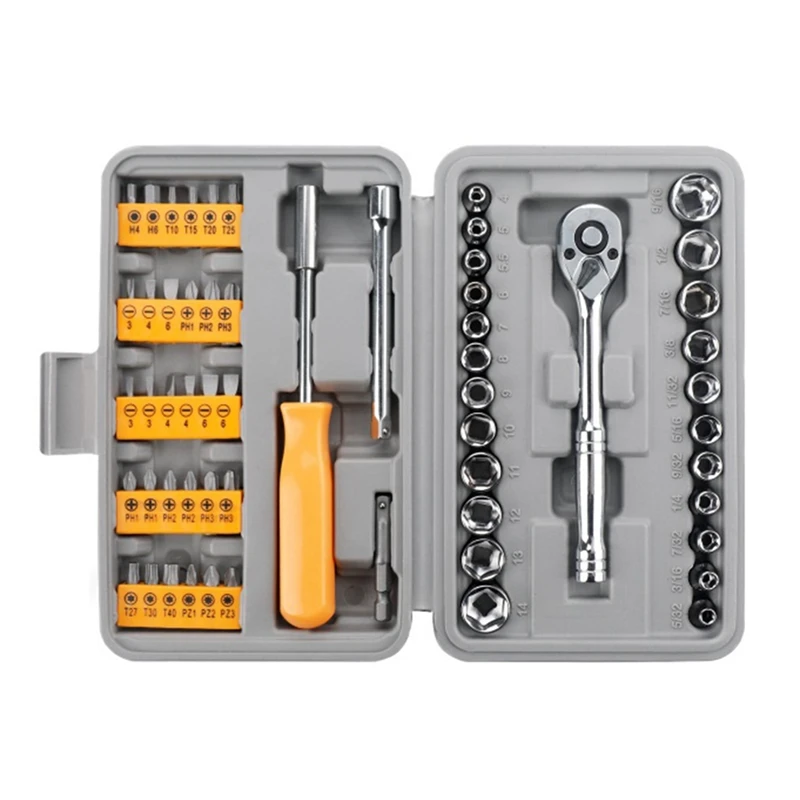 

57-Piece Sleeve Tool Hexagon Hexagon Quick Ratchet Wrench Chrome Vanadium Steel Set Auto Repair Tool Set Durable