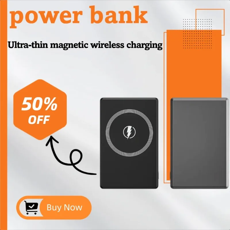 

New Metal MagSafe Ultra-thin Magnetic Wireless Charging Mobile Power Supply Pd20w Fast Charging 5000mAh Power Bank