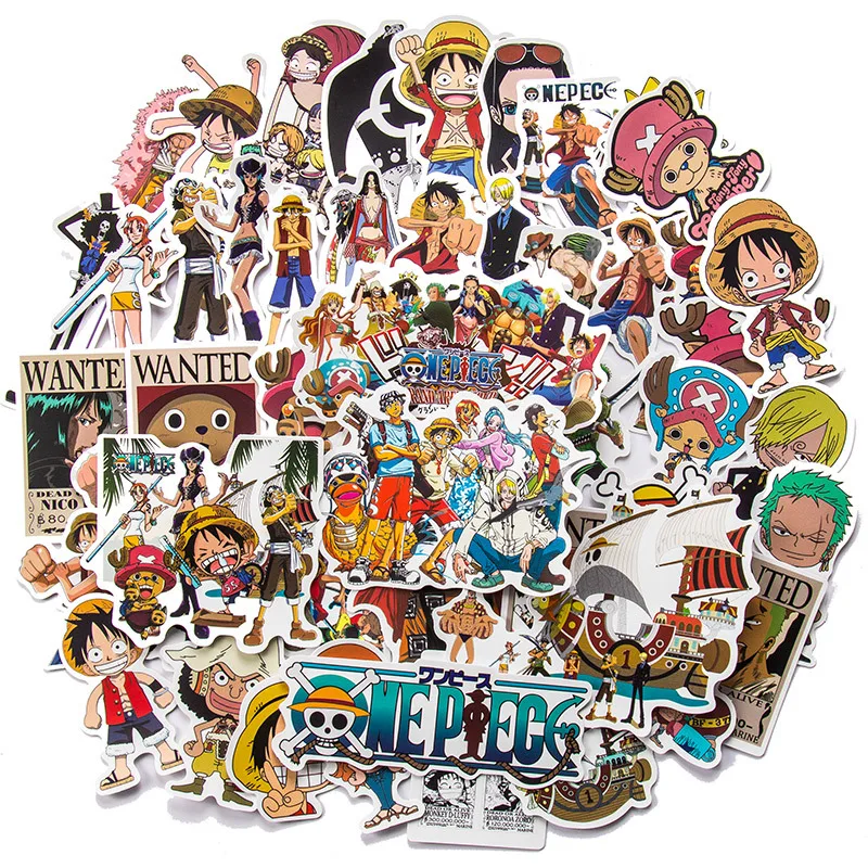 50pcs One Piece Stickers Suitcase Water Cup Skateboard Guitar Laptop Refrigerator Waterproof Graffiti Stickers