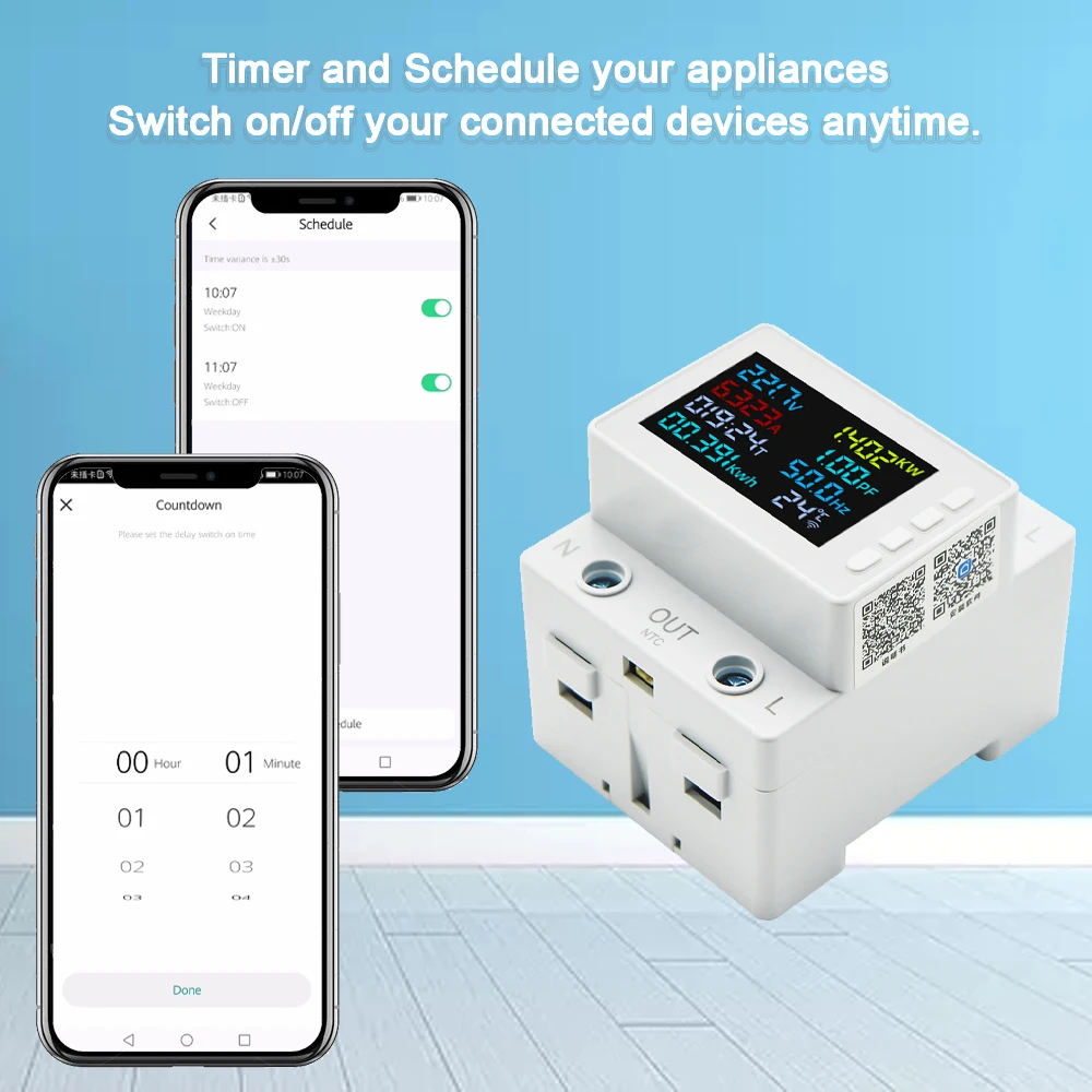 TUYA WiFi inteligentny miernik mocy ekran 8w1 wielofunkcyjny woltomierz energii prฤ
du przemiennego napiฤcie Ampery watomierz Kwh zdalnie sterowany