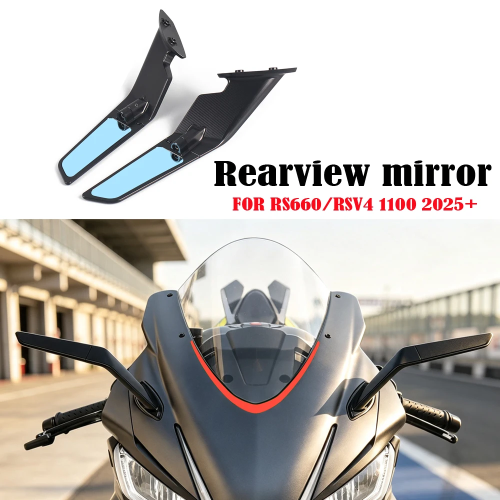 For Aprilia RS660 RSV4 1100 2025 2026 Stealth Mirrors Sports Winglets Mirror Adjustable Mirrors New Motorcycle Wing Mirrors