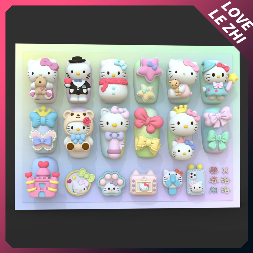 

Sanrio New Hello Kitty Nail Art Mold Kt Witch Bear Castle Butterfly 3D Silicone Molds Nail Art Bunny Diy Pattern Ice Cream Shape