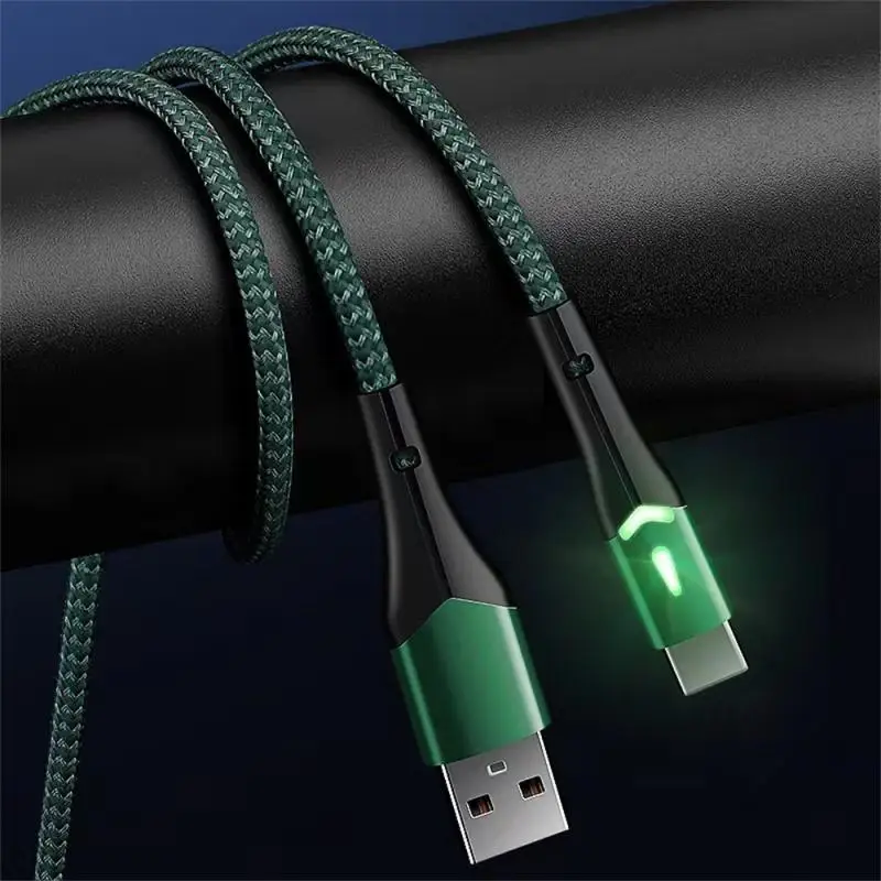 5/3/1pcs Typec Colorful Light Data Cable Nylon Braided Fast Charging USB-c Charging Cable