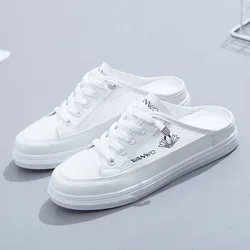 2026 Summer Women Shoes Versatile Slippers Thin Breathable Mesh Sandals Casual Mules White Outdoor Female Sneakers Zapatillas