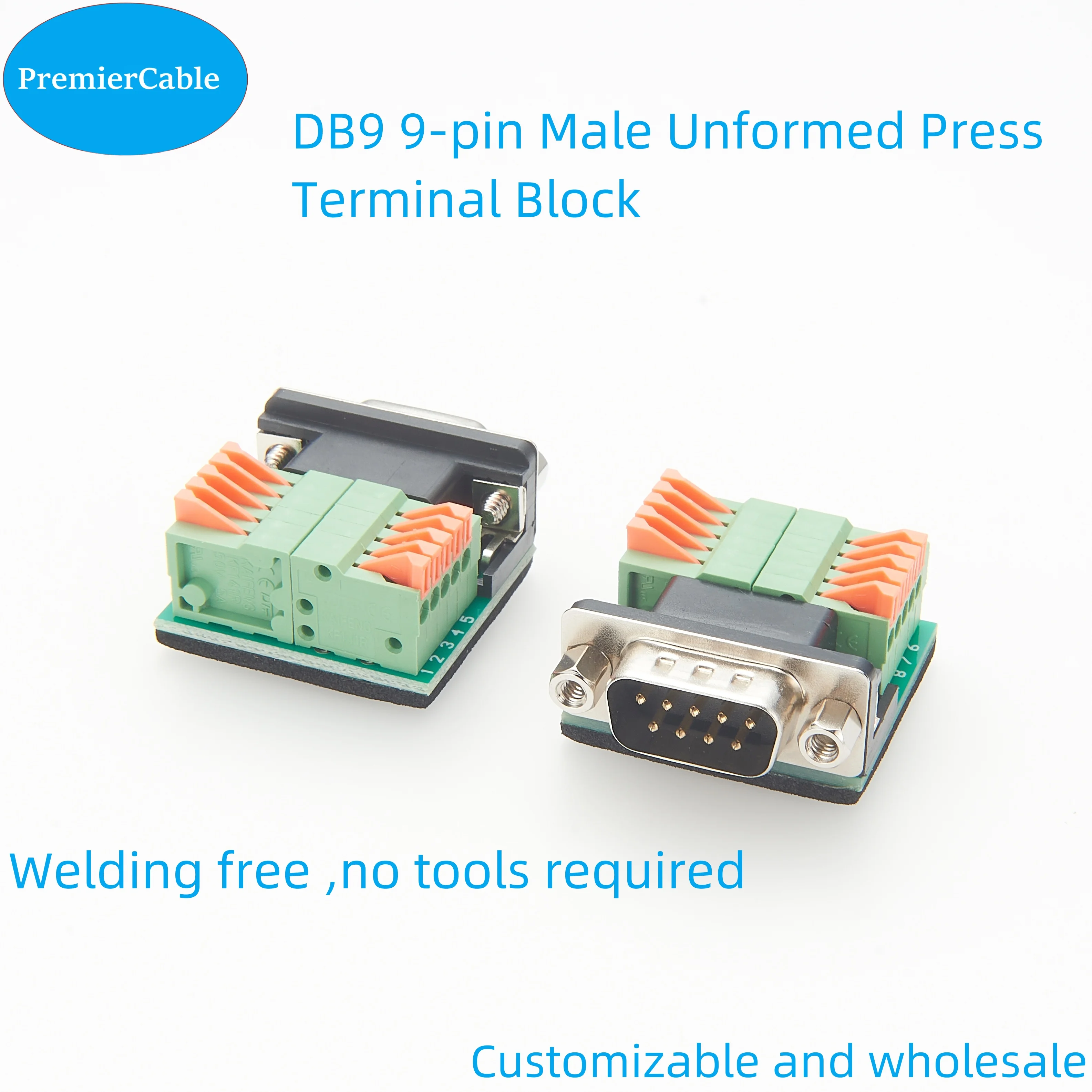 D-Sub 9pin Solderless Connectors DB9 RS232 Serial Breakout Board Adapter DB9 to Spring Quick Crimp Press Terminal Block Adapter