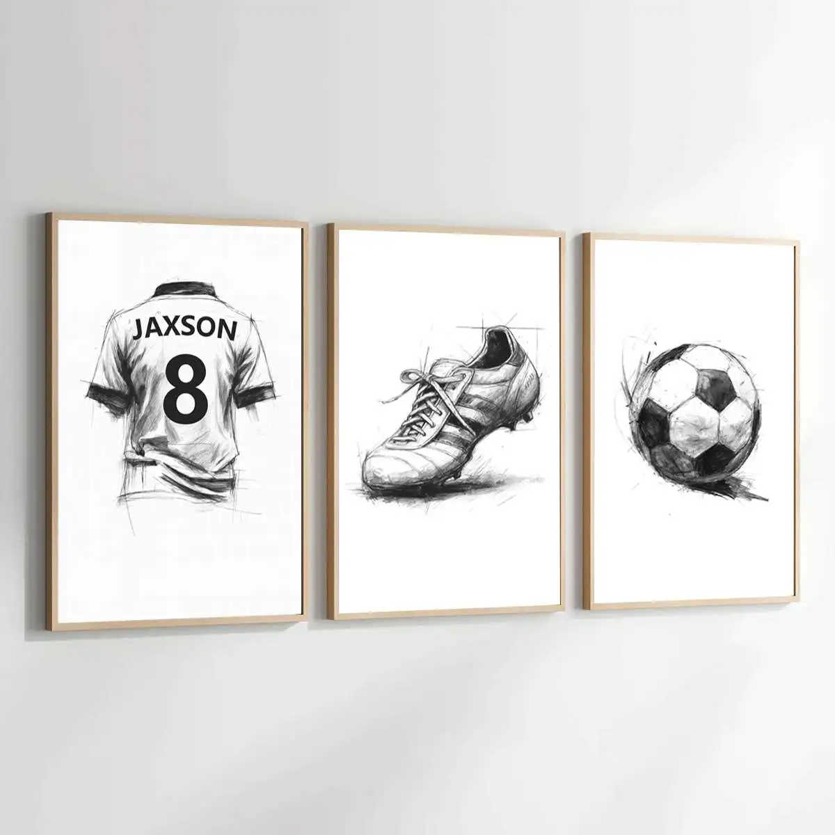 3pcs Custom Personalized Soccer-Themed Wall Art Set–Custom Name and Number Printing Kit–Boy's Room Decor–Sports Poster Gift