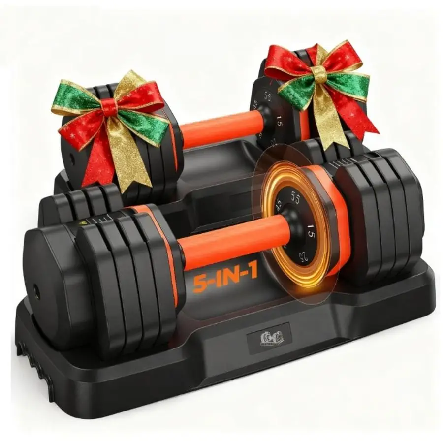 

2026 Updated Adjustable Dumbbell Set of 2, 110lbs 50lbs Weights Dumbbell Set with Storage Box, 25lbs 55lbs Adjustab Customizable