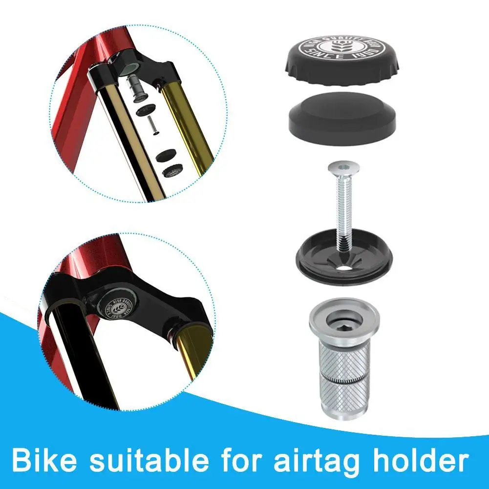 Horquilla delantera para bicicleta de montaña, cubierta de tubo con hebilla debajo de la carcasa, protección de soporte para Airtag