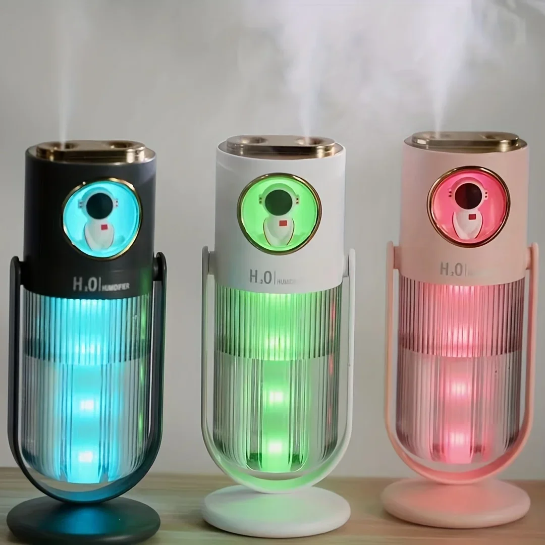 New Magic Shadow Double Spray Wireless Humidifier Office  Air Purification Water Replenishment Color Light Mini Humidifier