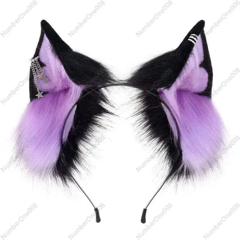 

Halloween Handmade Animal Ear Headband Cosplay Plush Realistic Fox Ears Comic Con Live Cat Headwear