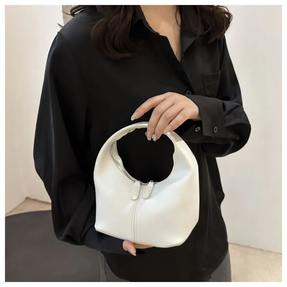 

Portable Pu Pu Leather Handbag Small Bag Candy Color Underarm Bag Fashionable Purse Crescent Bag Make Up Bag