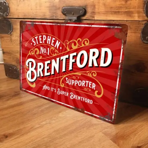 Personalised Brentford Football Sign Metal Plaque Vintage Retro - -Aluminum