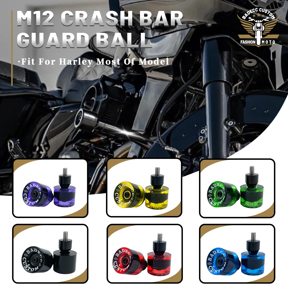 

Motorcycle Engine Guard Saddlebag Bumpers Ball M12 1 Pair Crash Bar Protector Ball For Harley Touring Softail Sportster XL Dyna