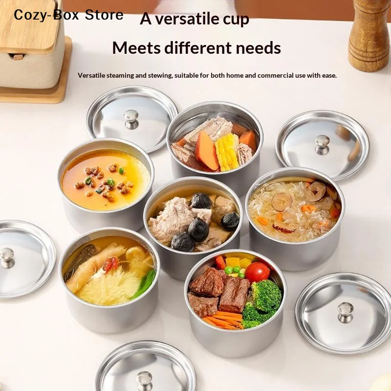 1/3/5PCS Ramen Rice Fruit Salad Stew Bowls With Lids Stainless Steel Steamed Egg Bowl Soup Cup Food Container Kitchen Tableware