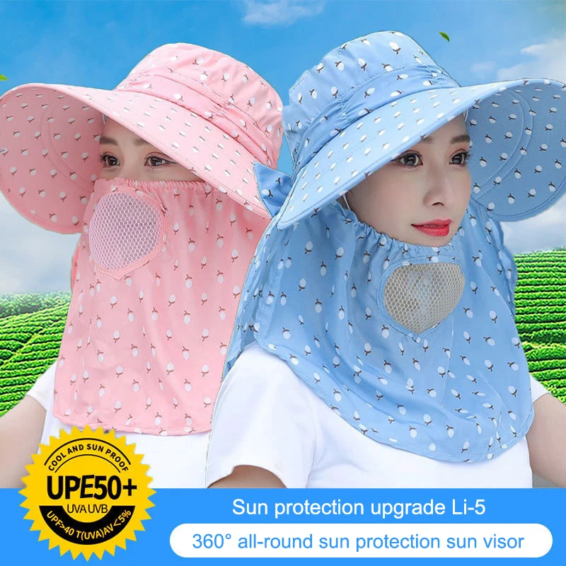 Summer Women Outdoor Sports Sun Caps 360 Degree Solar UV Protection Shade Hat Removable Sun Visor Cap For Neck Face Head