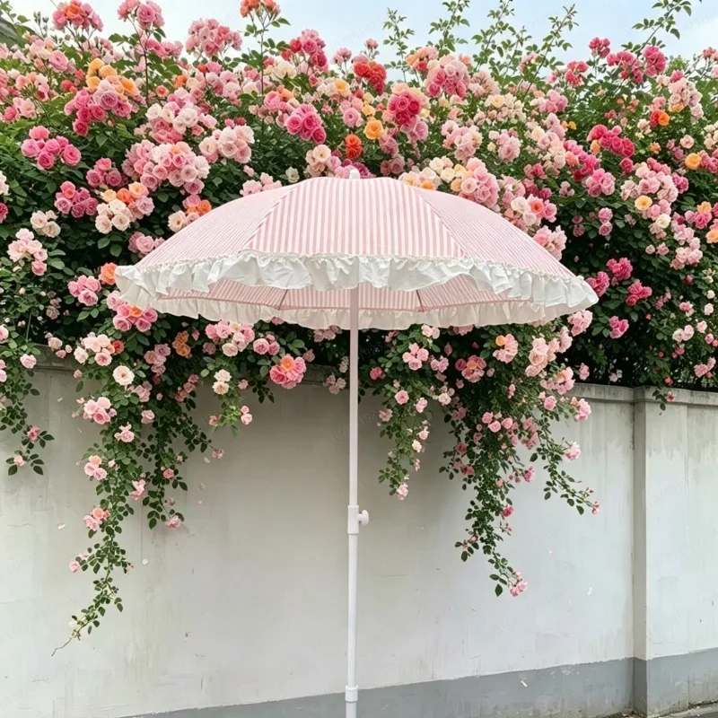 JMZ Beach Umbrella Outdoor Large Sunshade for Family Waterproof UV Protection Two Fold Portable for Beach Camping Garden