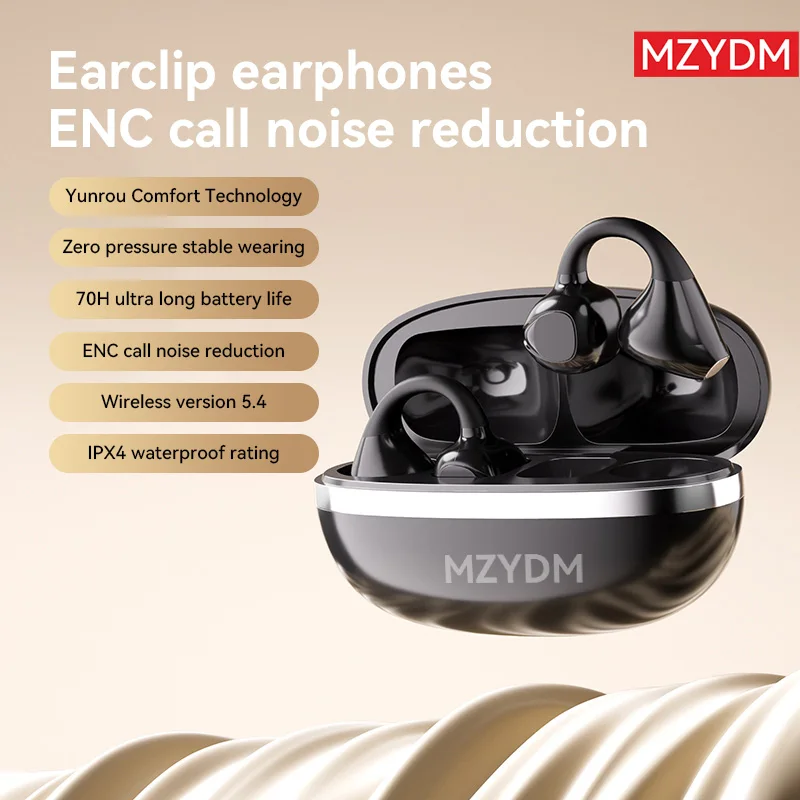 سماعات بلوتوث لاسلكية 5.4 مفتوحة الأذن كليب سماعات الأذن الرياضية خطافات الأذن HiFi ستيريو الصوت إلغاء الضوضاء مقاوم للماء للجري #1