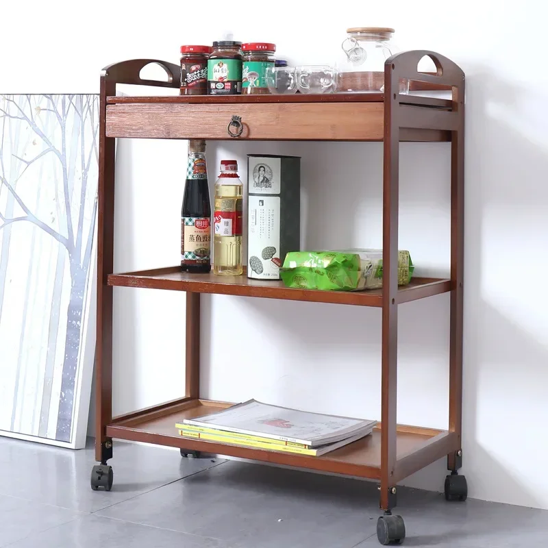 

Movable Dining Cart Kitchen Storage Shelf Beauty Salon Storage Trolley Tea Rack Storage Cart with wheels