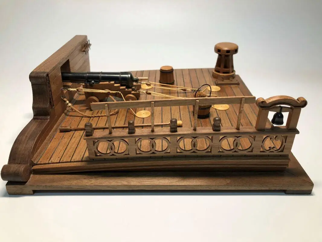 Ancient Battleship 1/26 Deck 8 Pound Cannon Scene Wood Ship Model kit