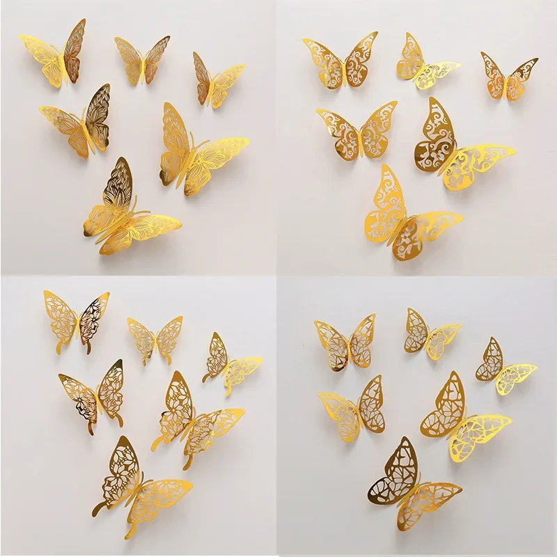 12PCS Butterfly Cake Decor Happy Birthday Cake Toppers Wedding Party Decor Kids Butterfly Cupcake DIY Tools Home Wall Stickers image 2