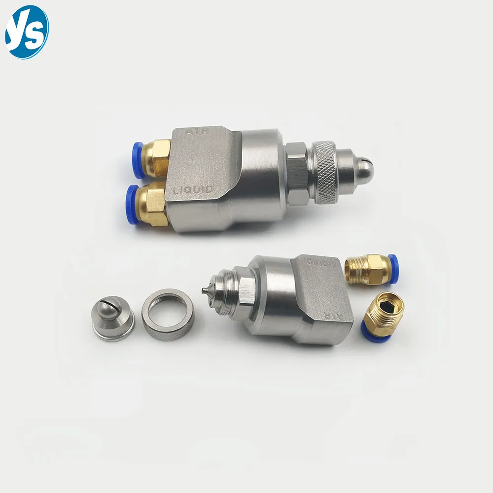 Internal Air Atomizing Nozzle , 1/4 Inch Thread  Two fluids, gas-water mixture Round or Flat Fan Spray Pattern