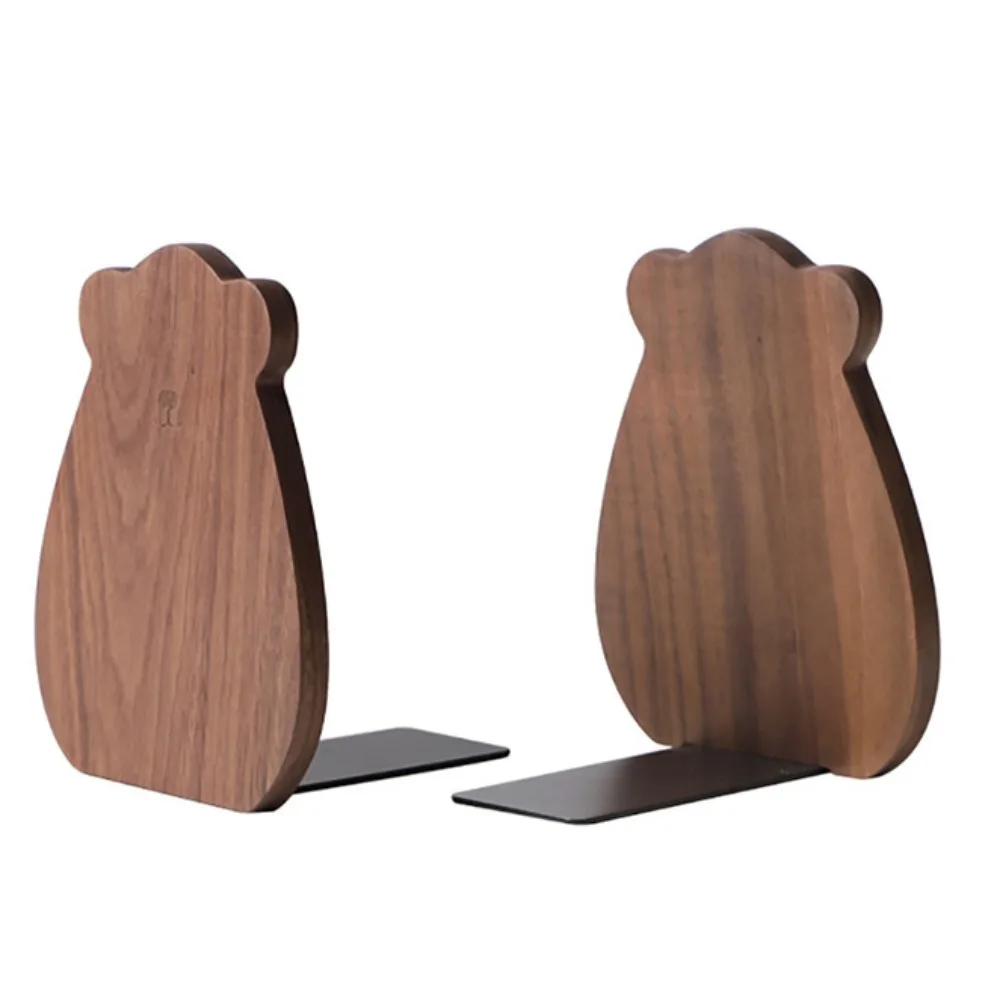

Book Holder Bear Wood Bookend Animal Shape Book Organizer Walnut L-shaped Desk Organizer Stationery L-shaped