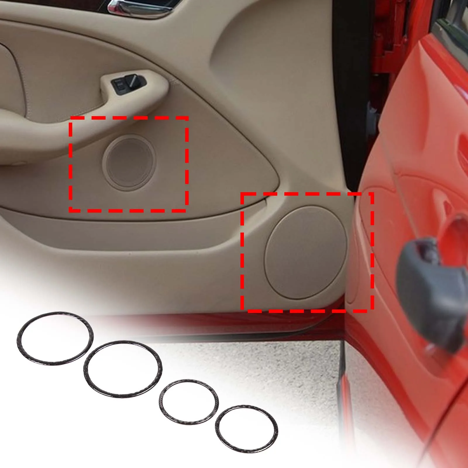 

For BMW 3 Series E46 1998-2004 Soft Carbon Fiber Car Door Speaker Ring Decorative Sticker Interior Accessories Modification