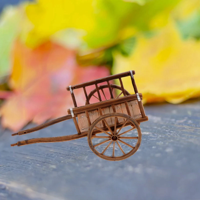 Cart Model Miniature Cart Fairies Figurines Miniature Wheel Toddler Wheelbarrow Replacement Parts Garden Trolley Miniature Toy