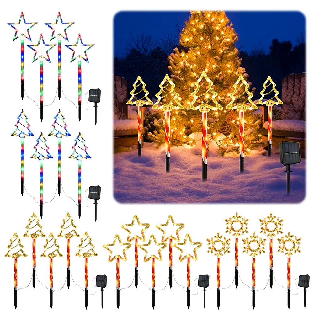 

Star/Xmas Tree Garden Light Colorful/Warm Light Outdoor Patio Lights Waterproof Yard Stake Light Auto On for Xmas Holiday Party