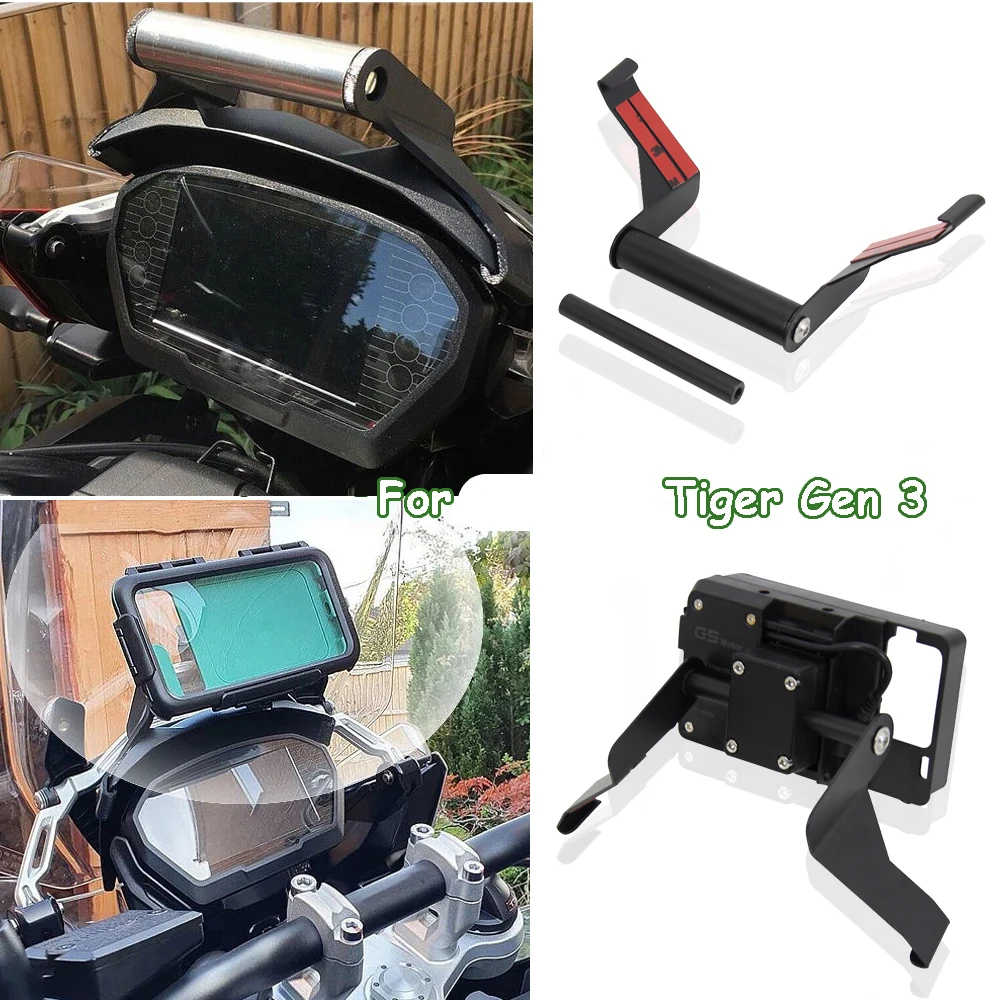 Motorcycle Accessories BLACK  GPS Mobile Phone Holder Navigation Bracket Stand Holder TG3 New For Triumph Tiger Gen 3 Motorbike