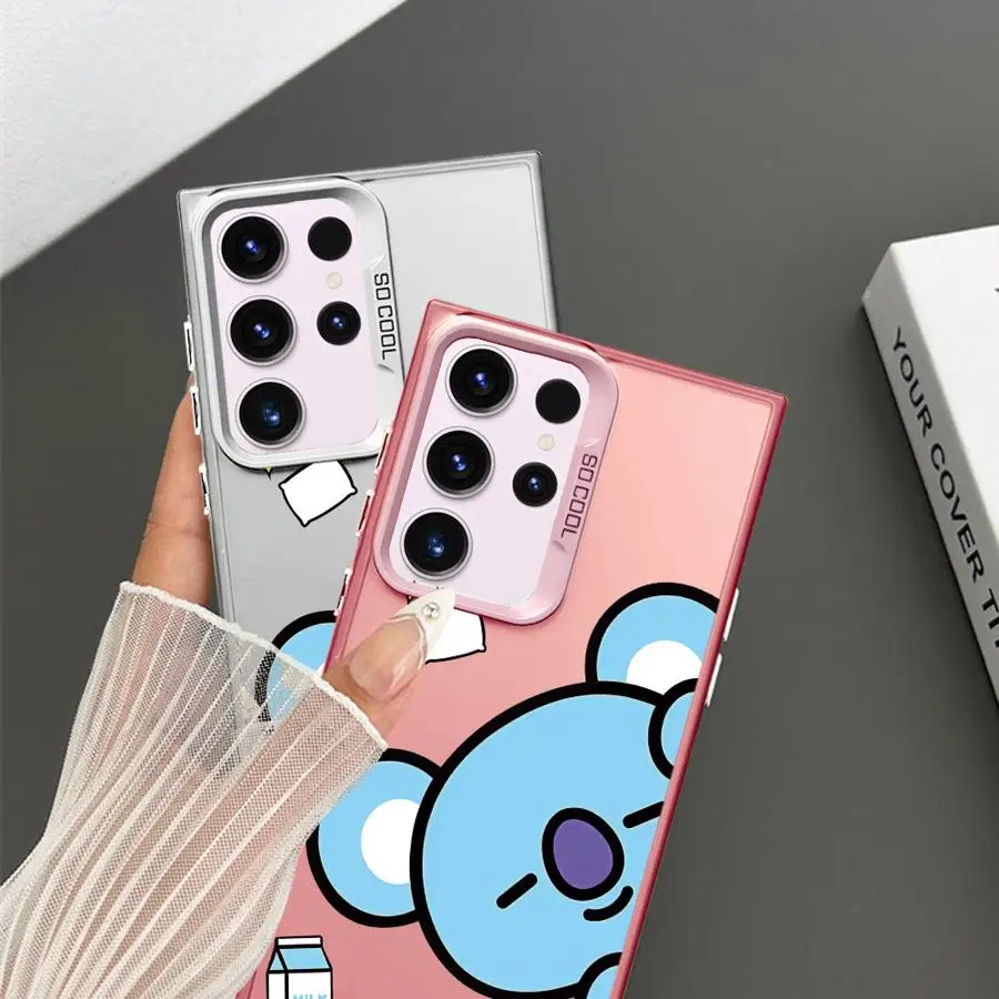 Capa de Celular Fofa com Desenho Animado B-BT21s para Samsung Galaxy S25 S21 S23 Ultra S25 Edge S20 Plus S22 Note 20 Ultra S24 FE S23