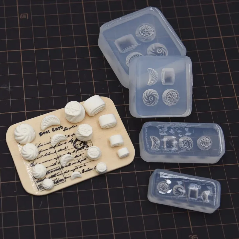 Panini cinesi in miniatura/panini al vapore Stampo in silicone Gnocchi Shaomai Resina Argilla Ceramica morbida Decorazione fai da te Strumenti per la casa delle bambole