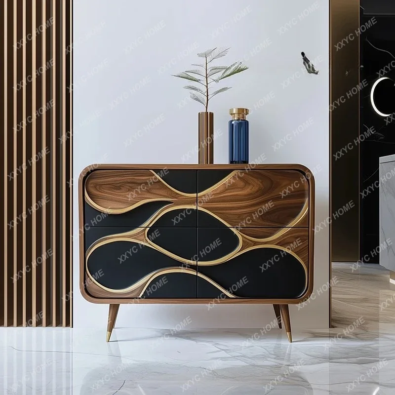 

A Italian all-solid wood high-end chest cabinet light luxury high-end entrance decorative cabinet villa living room locker