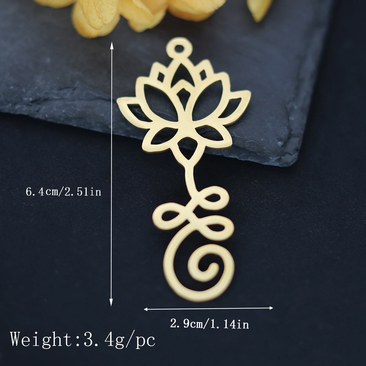 3pcs Lotus Unalome Yoga Charms Buddhist Symbolic Yoga Spiritual Pendants For Necklace Keychain Diy Jewelry Making Accessories