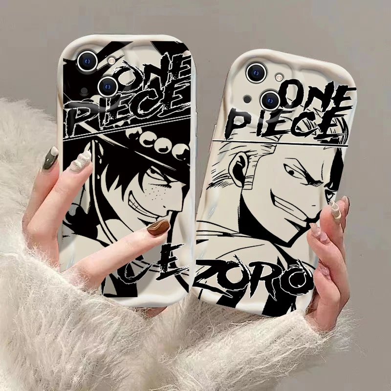 Anime One Pieces Luffy Zoro 3D Wave Case For Samsung A73 A72 A71 A55 A54 A53 A35 A34 A33 A25 A24 A23 A15 A14 A13 A05 A04 4G 5G