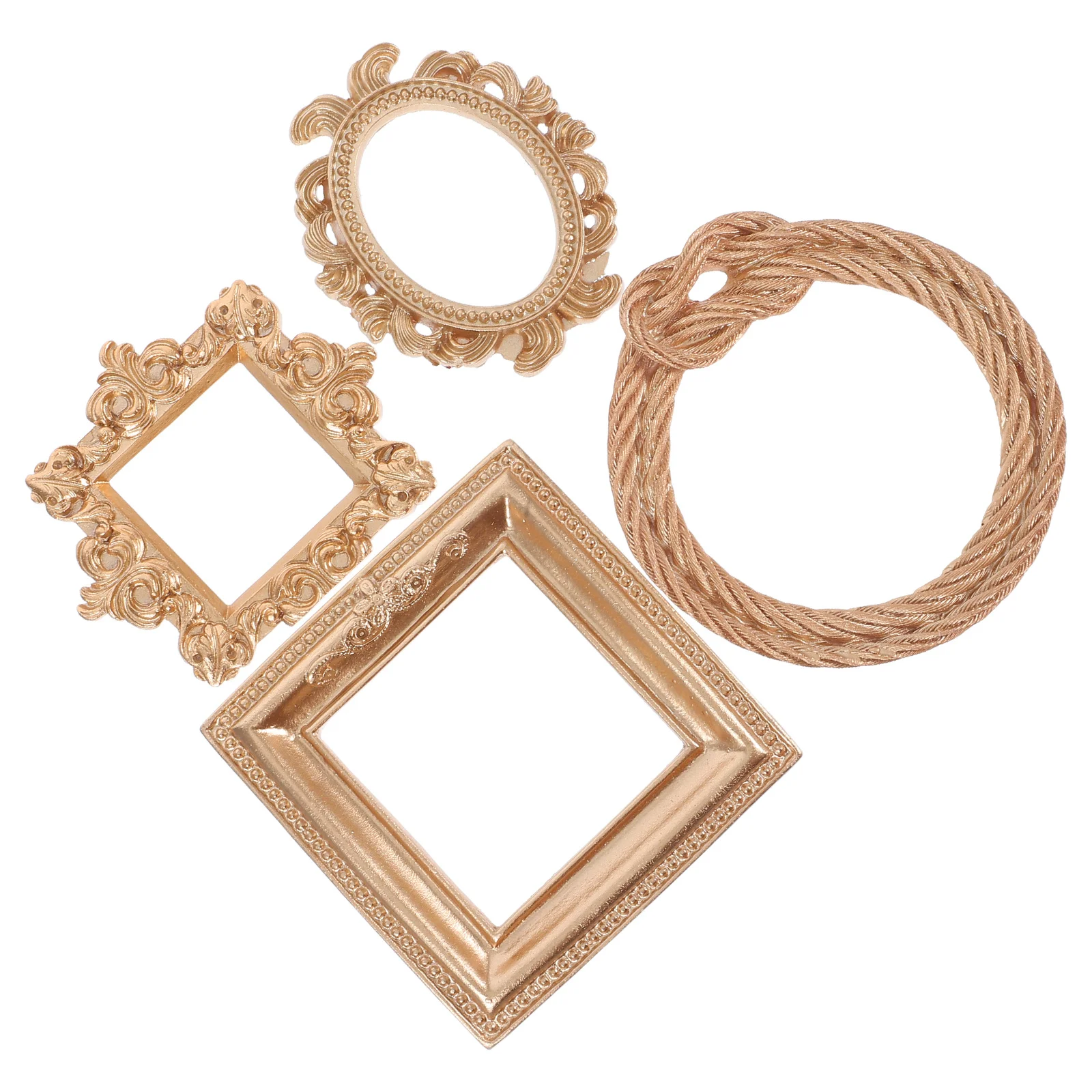 4Pcs Mini Vintage Resin Picture Frames Retro Tiny Frames for Photo Booth DIY Snapshots Decorative Wallet Display