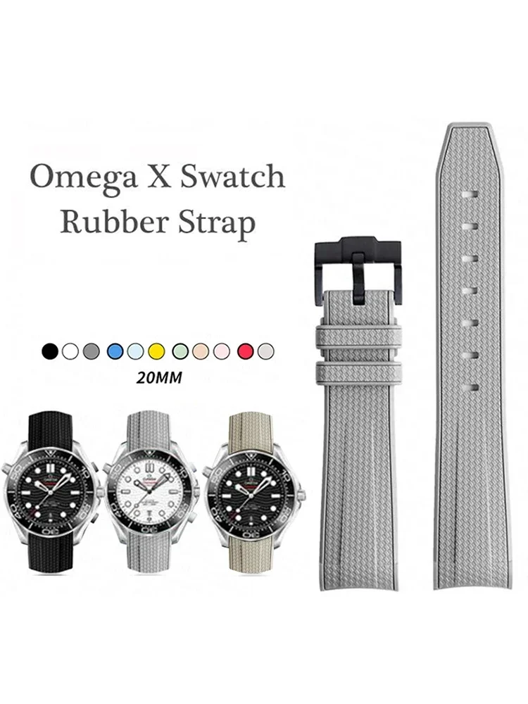 20mm Gumowy Silikonowy Pasek do Zegarka Omega X Swatch Joint MoonSwatch, Bransoleta do Seamaster 300 dla Kobiet i Mężczyzn, Zakrzywione Końcówki — 2